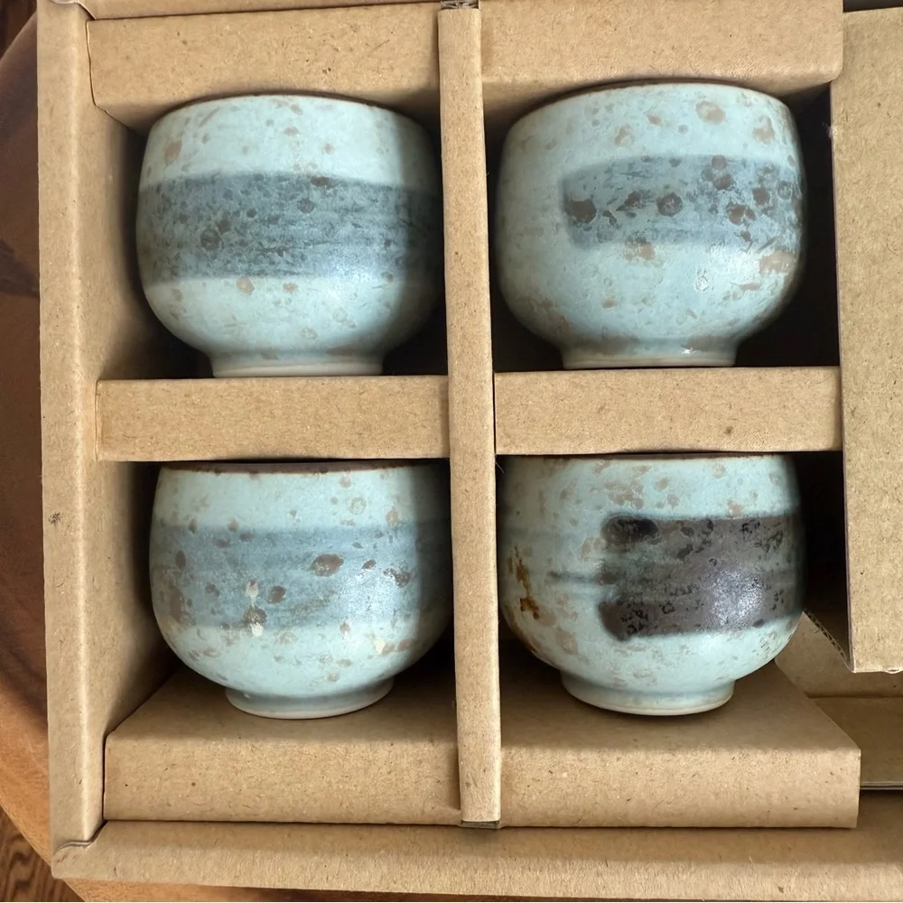 Vintage Sake Cups Shikino Utsuwa Handmade Ceramic Set 4